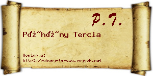 Páhány Tercia névjegykártya